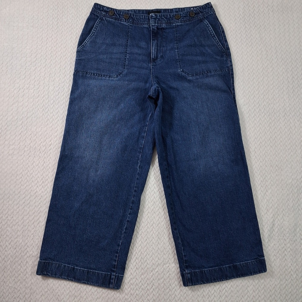 Talbots Wide Leg Crop Jean Womens 10 (Waist 30") Blue Cora Wash